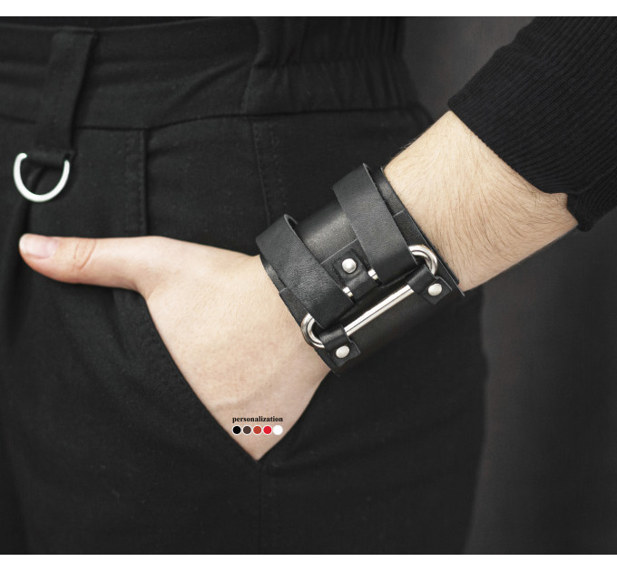 Leather cuff bracelet for men or women, code 3118