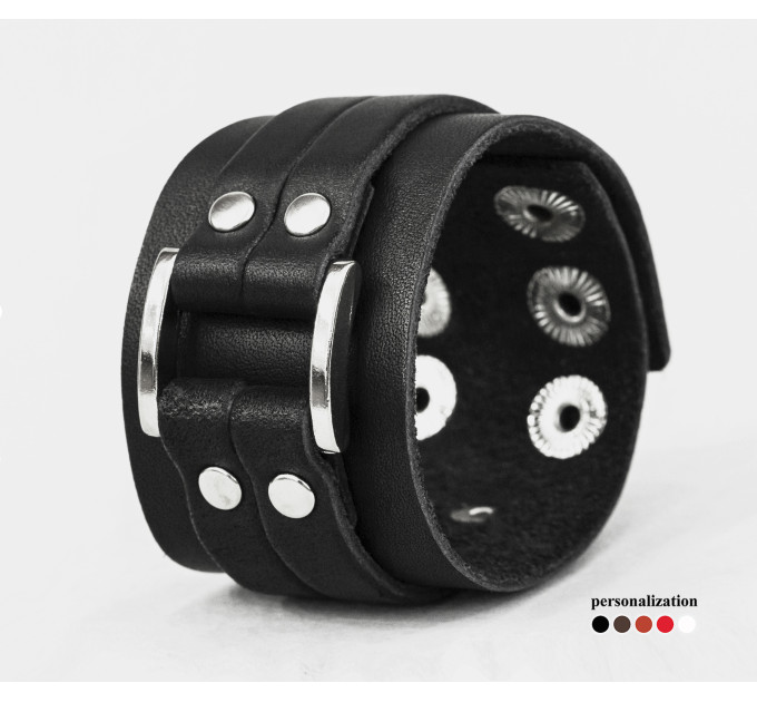 Leather cuff bracelet for men or women, code 3120