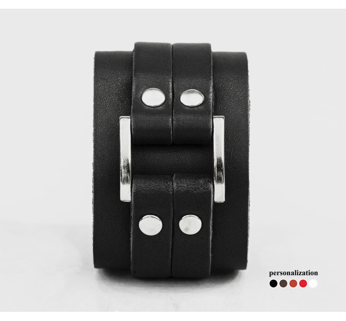 Leather cuff bracelet for men or women, code 3120