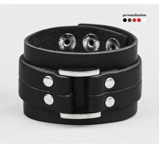 Leather cuff bracelet for men or women, code 3120