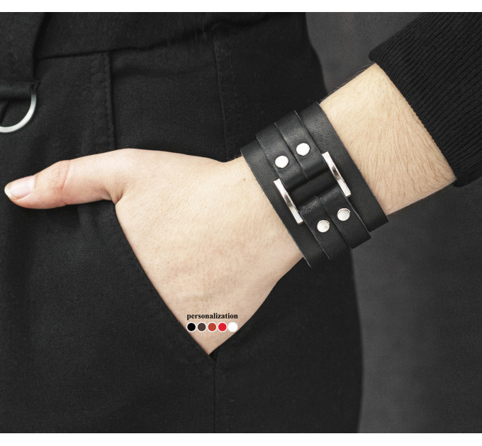 Leather cuff bracelet for men or women, code 3120
