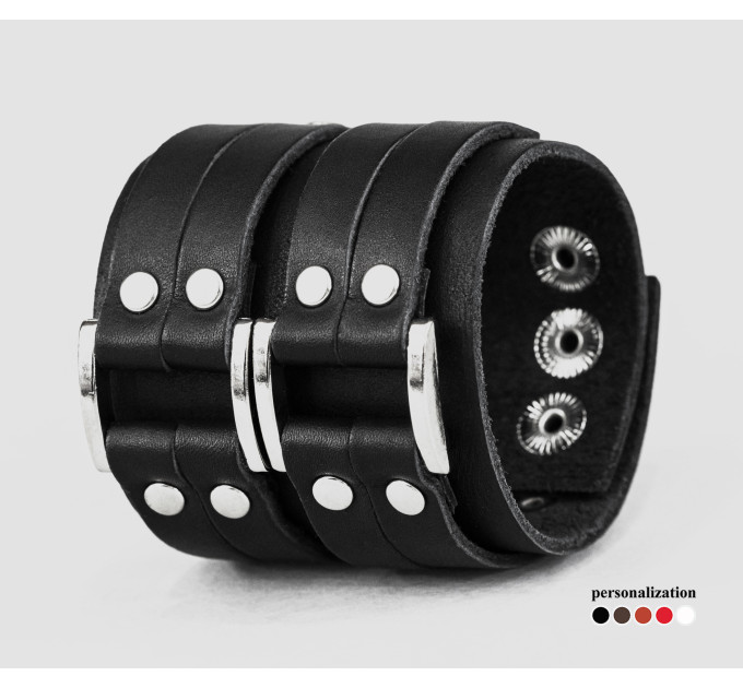 Leather cuff bracelet for men or women, code 3121