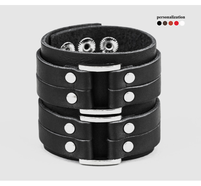 Leather cuff bracelet for men or women, code 3121