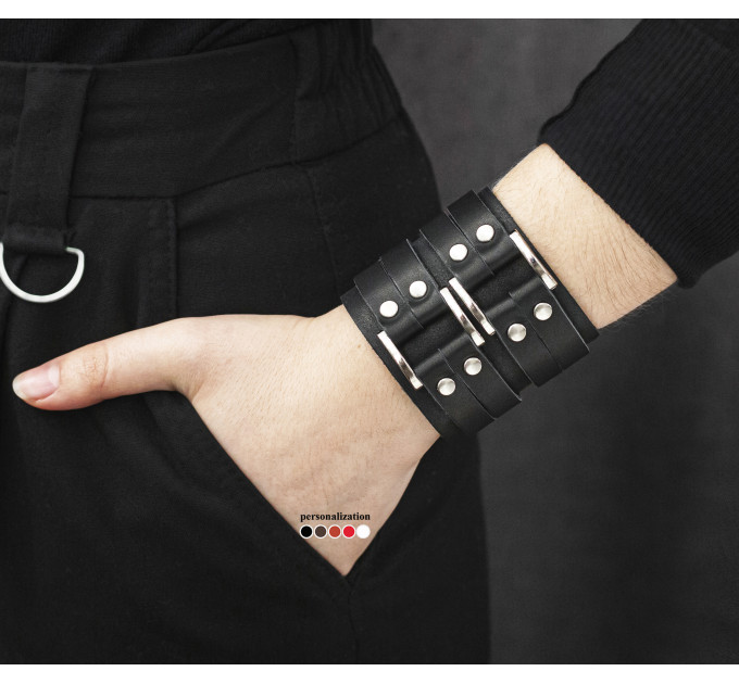 Leather cuff bracelet for men or women, code 3121