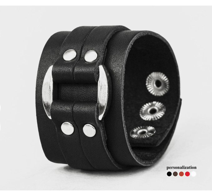 Leather cuff bracelet for men or women, code 3130