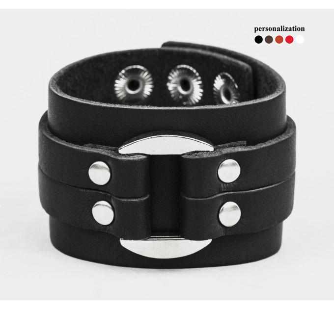 Leather cuff bracelet for men or women, code 3130