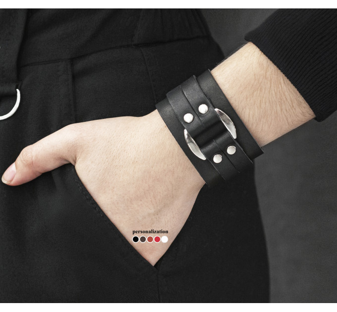 Leather cuff bracelet for men or women, code 3130