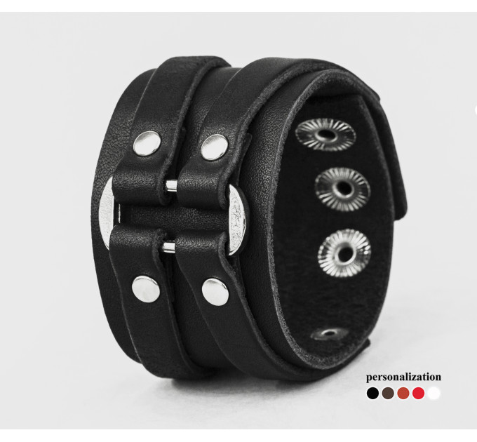 Leather cuff bracelet for men or women, code 3132