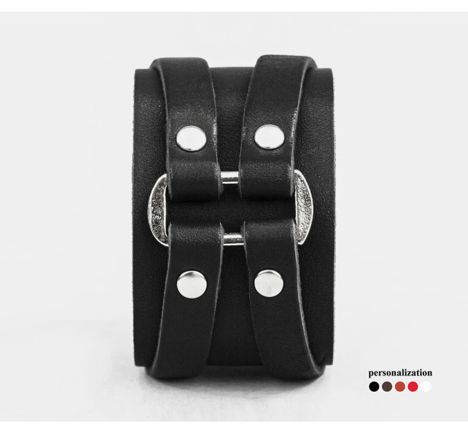 Leather cuff bracelet for men or women, code 3132