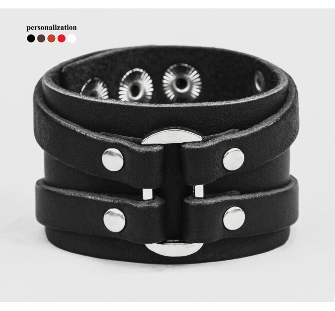 Leather cuff bracelet for men or women, code 3132