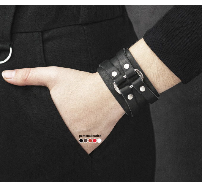 Leather cuff bracelet for men or women, code 3132