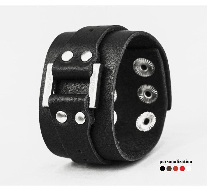 Leather cuff bracelet for men or women, code 3136