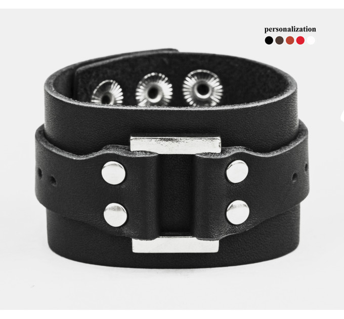 Leather cuff bracelet for men or women, code 3136