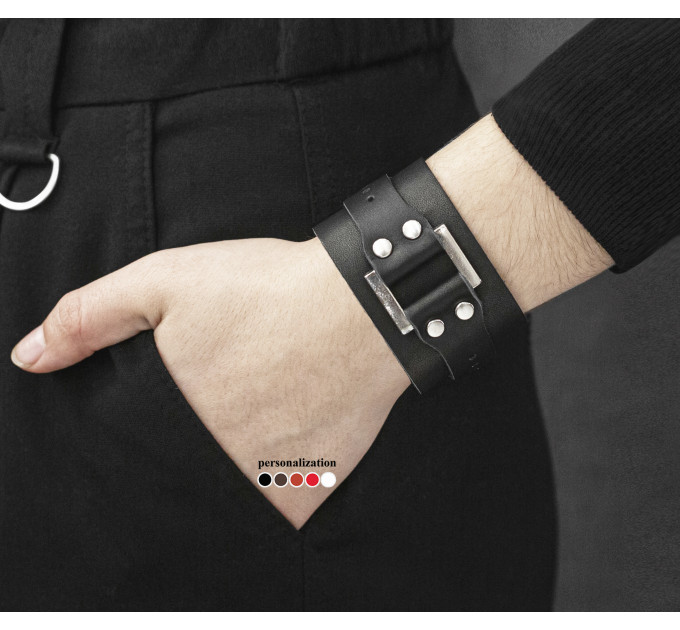 Leather cuff bracelet for men or women, code 3136