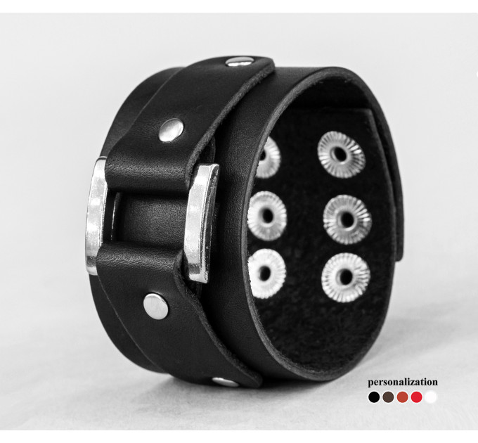 Leather cuff bracelet for men or women, code 3138