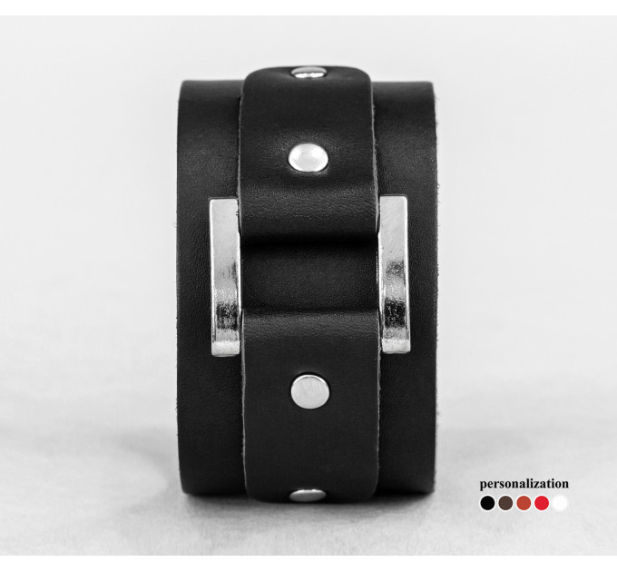 Leather cuff bracelet for men or women, code 3138