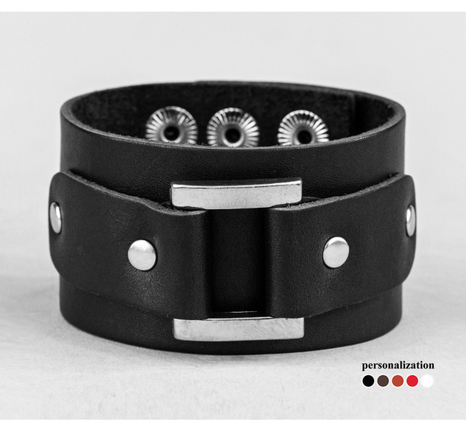 Leather cuff bracelet for men or women, code 3138
