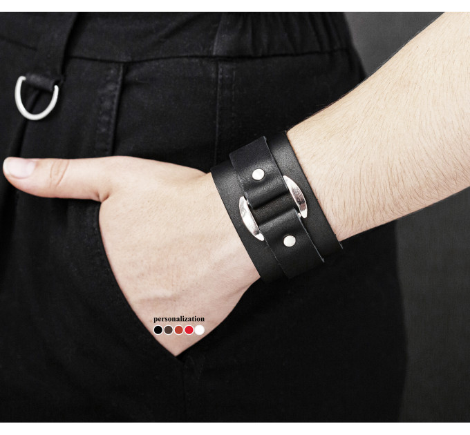 Leather cuff bracelet for men or women, code 3139