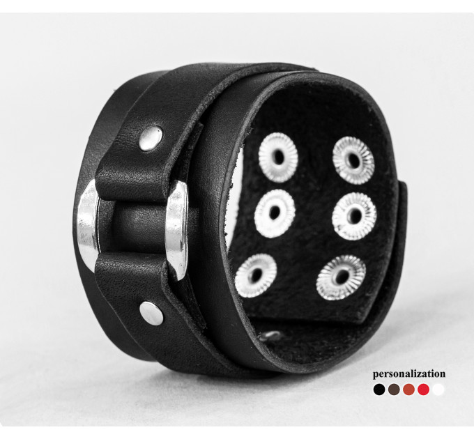 Leather cuff bracelet for men or women, code 3140