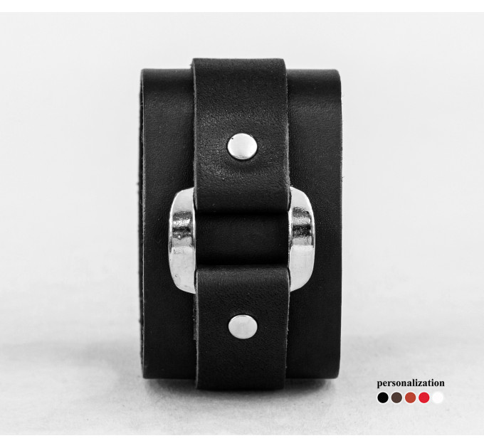 Leather cuff bracelet for men or women, code 3140