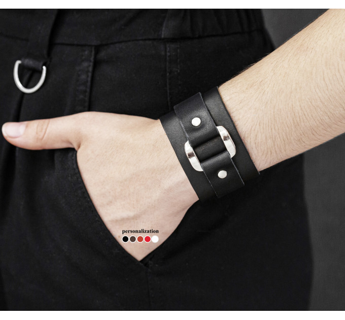 Leather cuff bracelet for men or women, code 3140