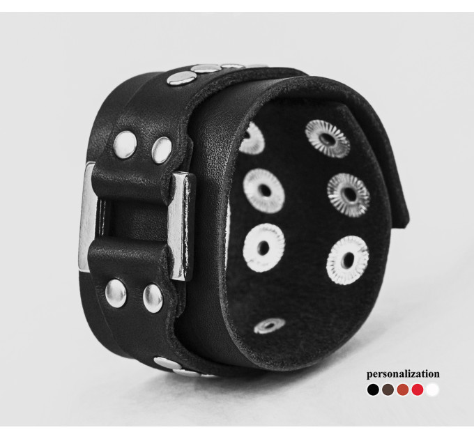 Leather cuff bracelet for men or women, code 3141