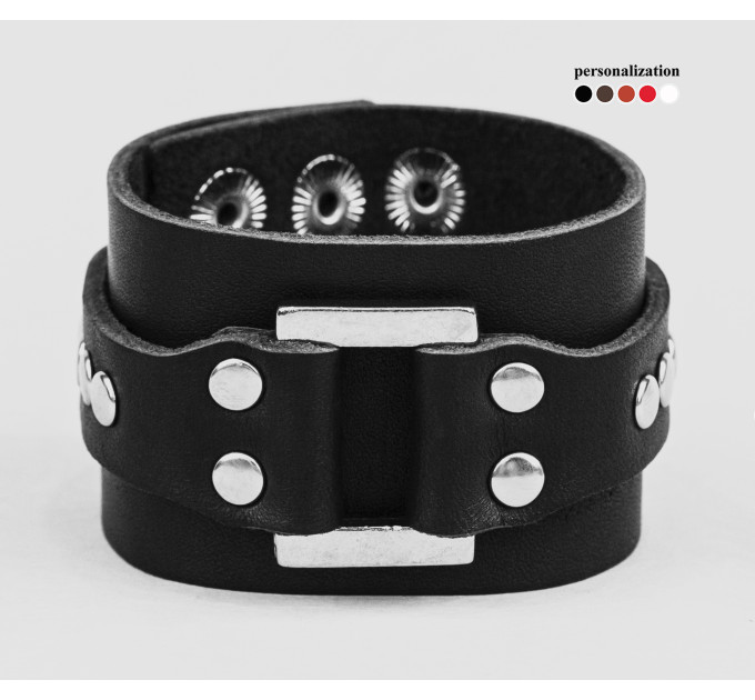 Leather cuff bracelet for men or women, code 3141