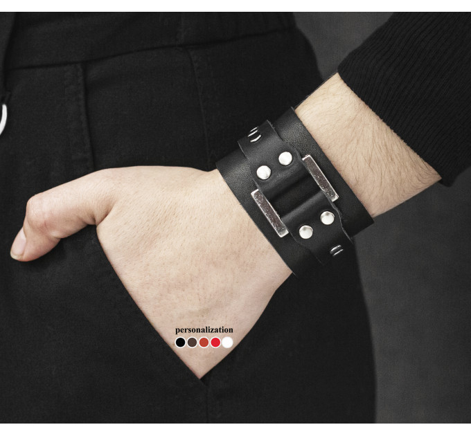 Leather cuff bracelet for men or women, code 3141