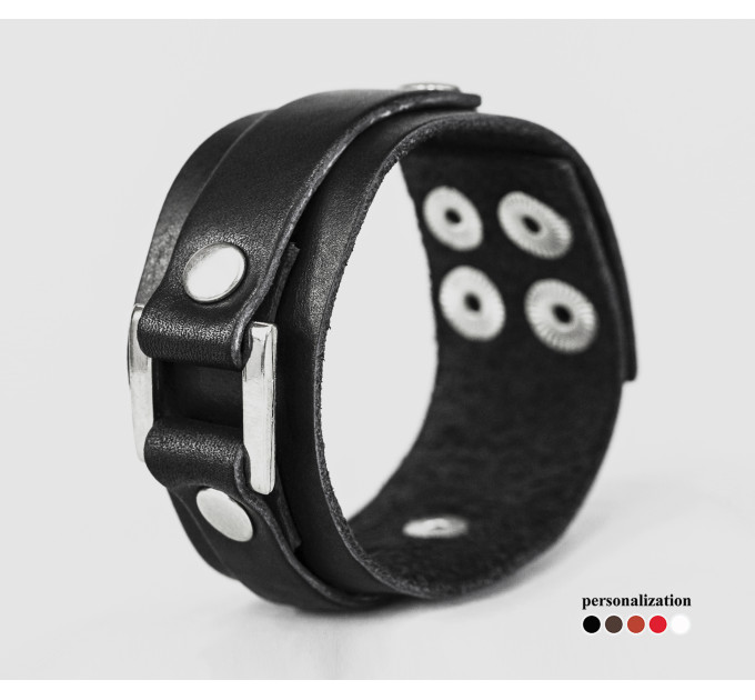 Leather cuff bracelet for men or women, code 3142
