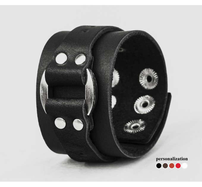 Leather cuff bracelet for men or women, code 3143