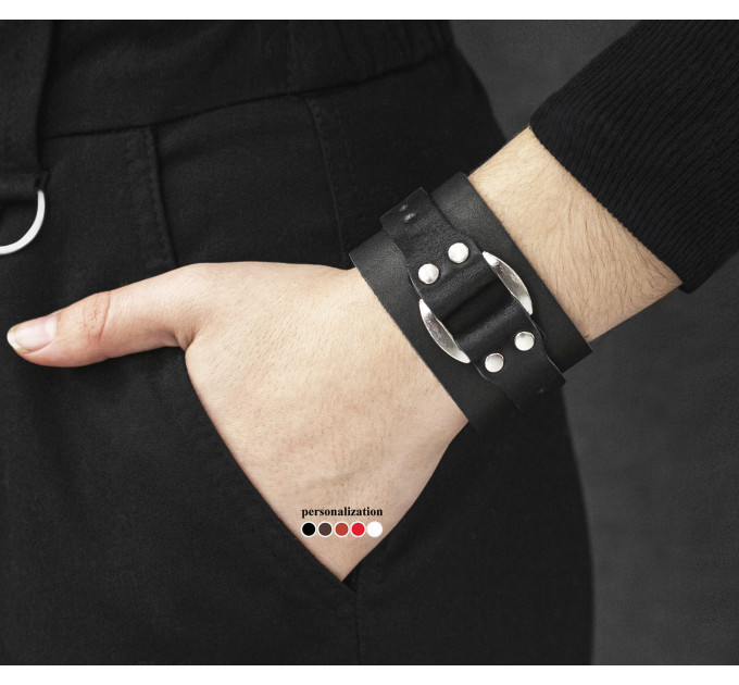 Leather cuff bracelet for men or women, code 3143