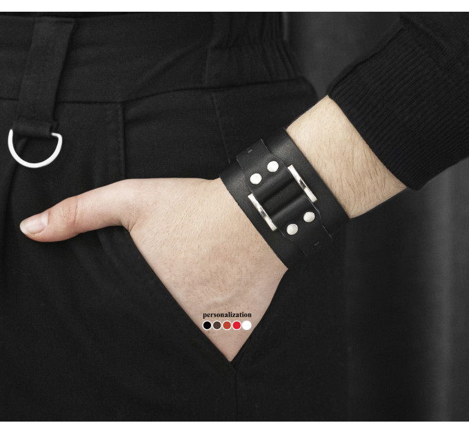 Leather cuff bracelet for men or women, code 3144