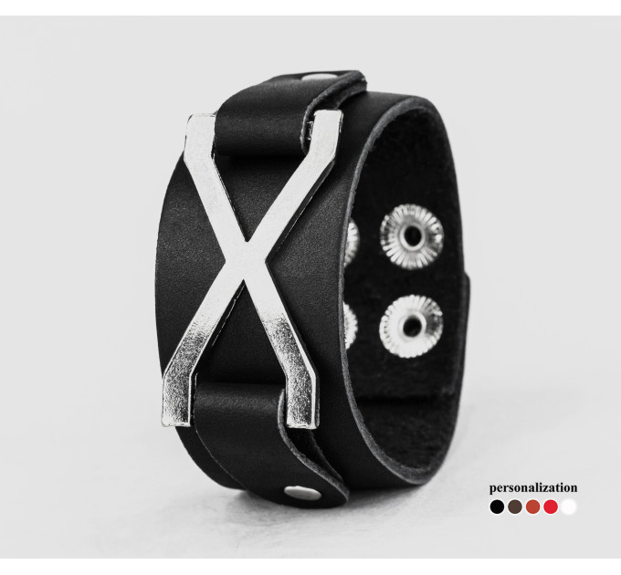 Leather cuff bracelet for men or women, code 3145