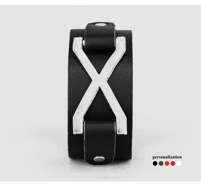 Leather cuff bracelet for men or women, code 3145