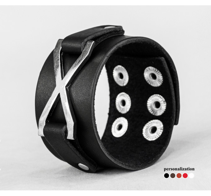 Leather cuff bracelet for men or women, code 3146