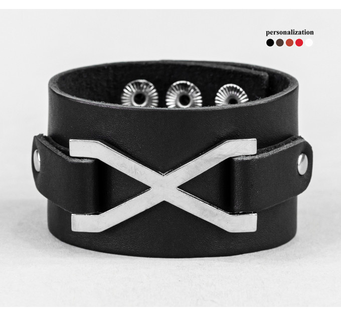 Leather cuff bracelet for men or women, code 3146