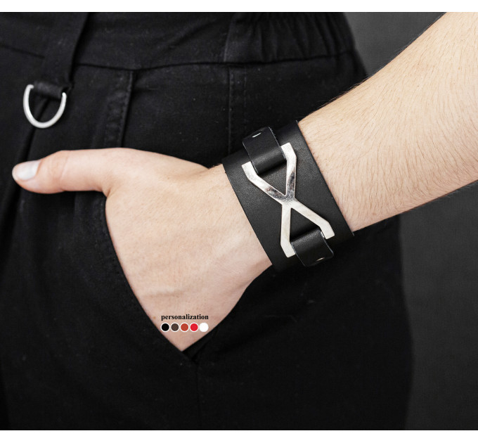 Leather cuff bracelet for men or women, code 3146