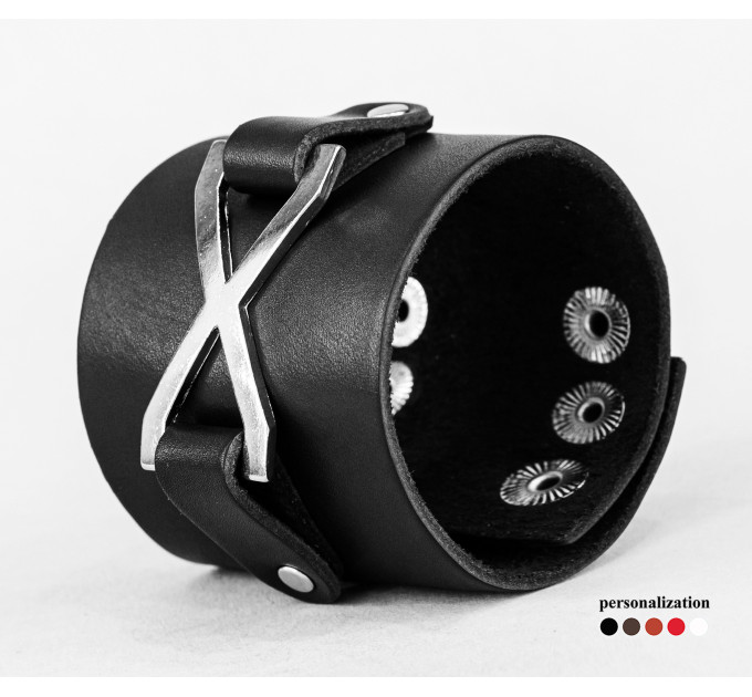 Leather cuff bracelet for men or women, code 3159