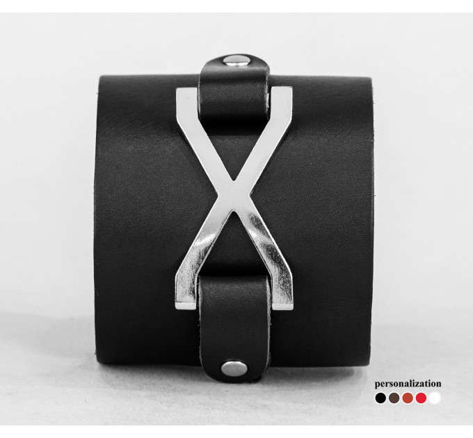 Leather cuff bracelet for men or women, code 3159