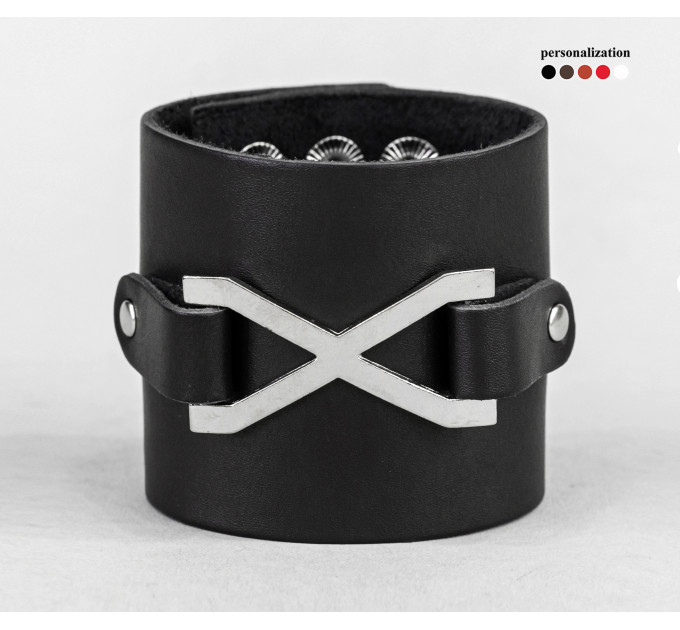 Leather cuff bracelet for men or women, code 3159