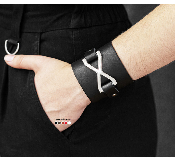 Leather cuff bracelet for men or women, code 3159