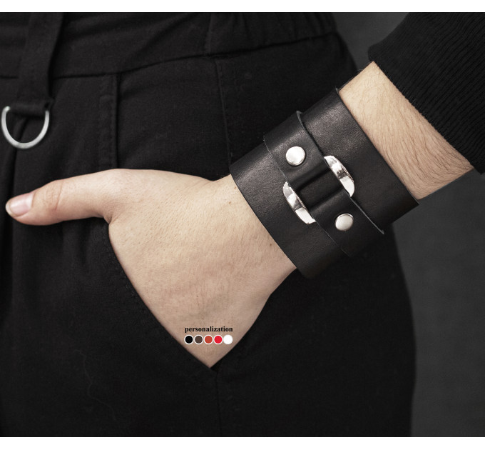 Leather cuff bracelet for men or women, code 3160