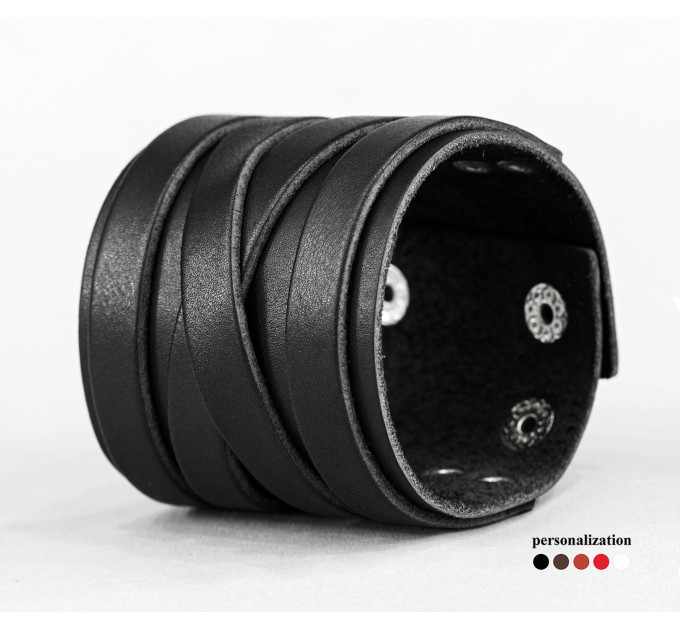 Leather cuff bracelet for men or women, code 3162