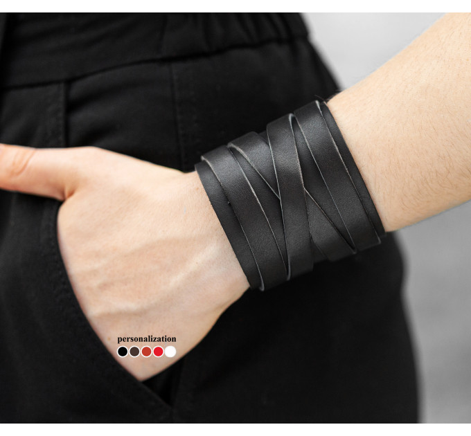 Leather cuff bracelet for men or women, code 3162