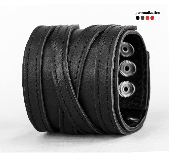Leather cuff bracelet for men or women, code 3162st