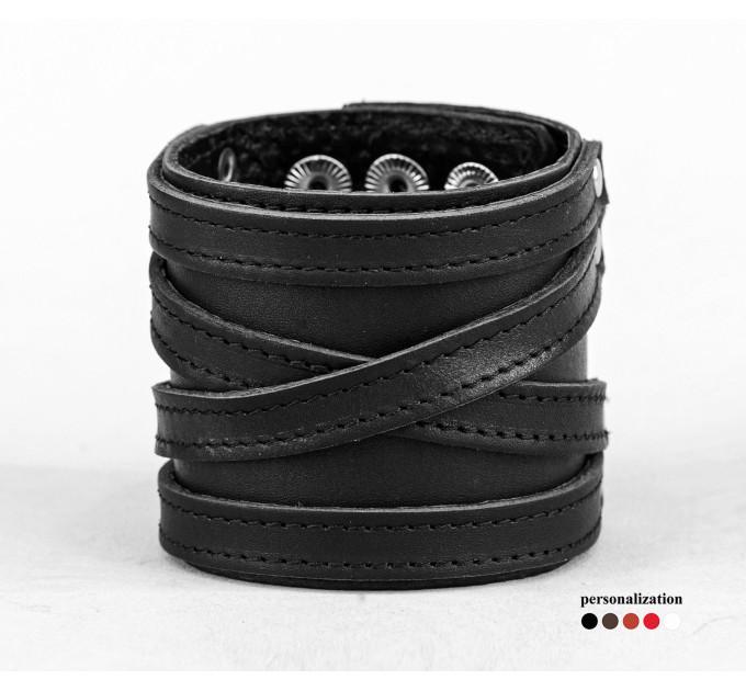Leather cuff bracelet for men or women, code 3162st