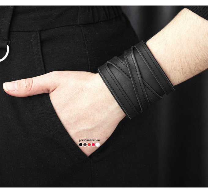 Leather cuff bracelet for men or women, code 3162st
