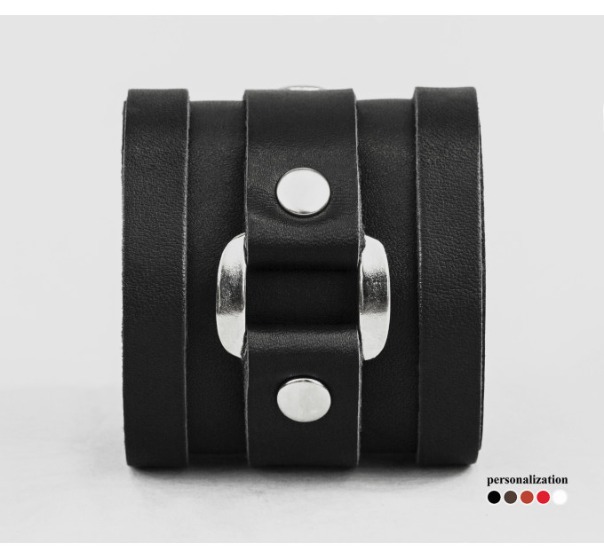 Leather cuff bracelet for men or women, code 3163