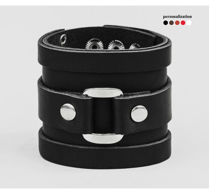 Leather cuff bracelet for men or women, code 3163