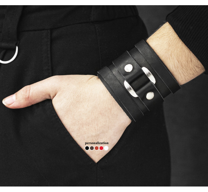 Leather cuff bracelet for men or women, code 3163